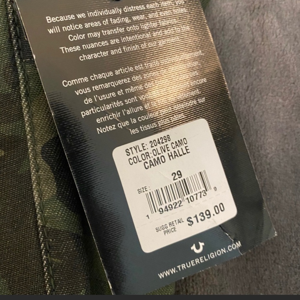 True Religion Camo Halle JEANS 29 MidRise Skinny - Picture 4 of 9